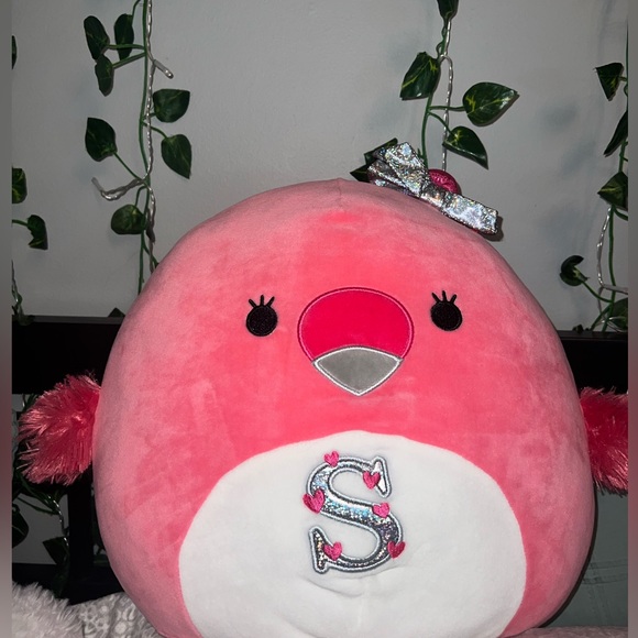Squishmallows Toys Squishmallow Cookie The Flamingo With Letter S 2